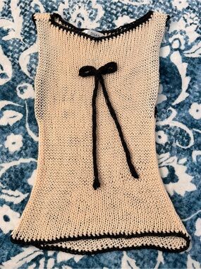 Ina Beige Knit Undershirt with Black Drawstring